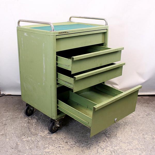 2)MERIX/濱田プレス工藝 ツールワゴン 4段引き出し 仕切り板付き