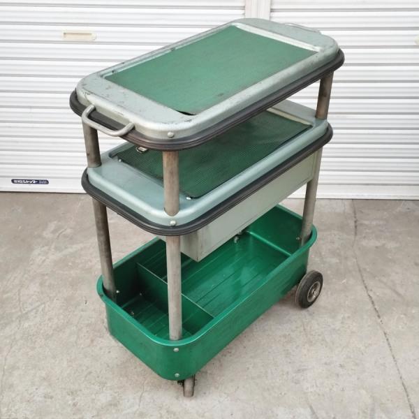 昭和レトロ 業務用カート 店舗什器 シャビー タイヤ付き インテリア 大昭和精機/BIG ツールワゴン ツールカート キャリー 緑 : 無限堂