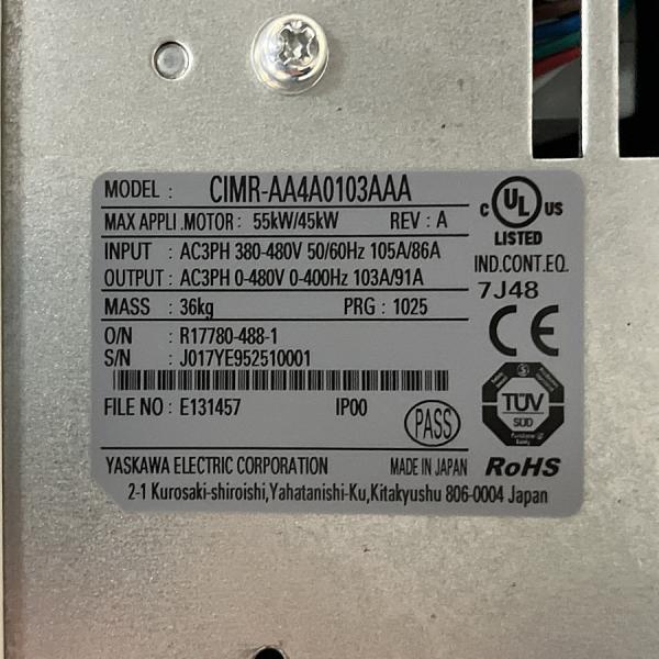 未使用）YASKAWA/安川電機 CIMR-AA4A0103AAA インバータ A1000 三相