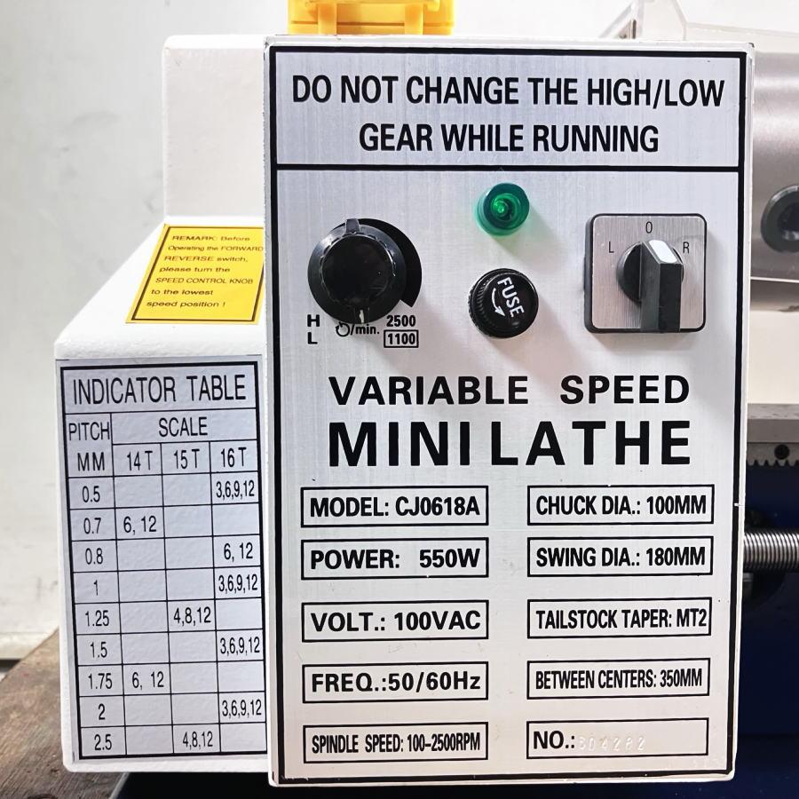 MINI LATHE CJ0618A 小型旋盤 卓上ミニ旋盤 無段変速 100V MINI LATHE CJ0618A 小型旋盤 卓上ミニ旋盤 無段変速 100V