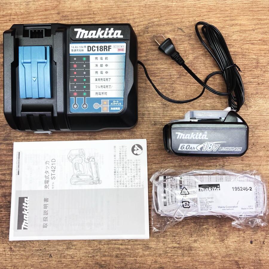 マキタ makita ST421DRG 充電式タッカ 18V ステープル幅J線:4mm×13mm~25mm【市川行徳店】管理番号：IT6GP17NFSOK【店頭取引限定】【未使用】 マキタ（makita） 18V 充電式タッカ ST421DRG J線ステープル専用/4mm