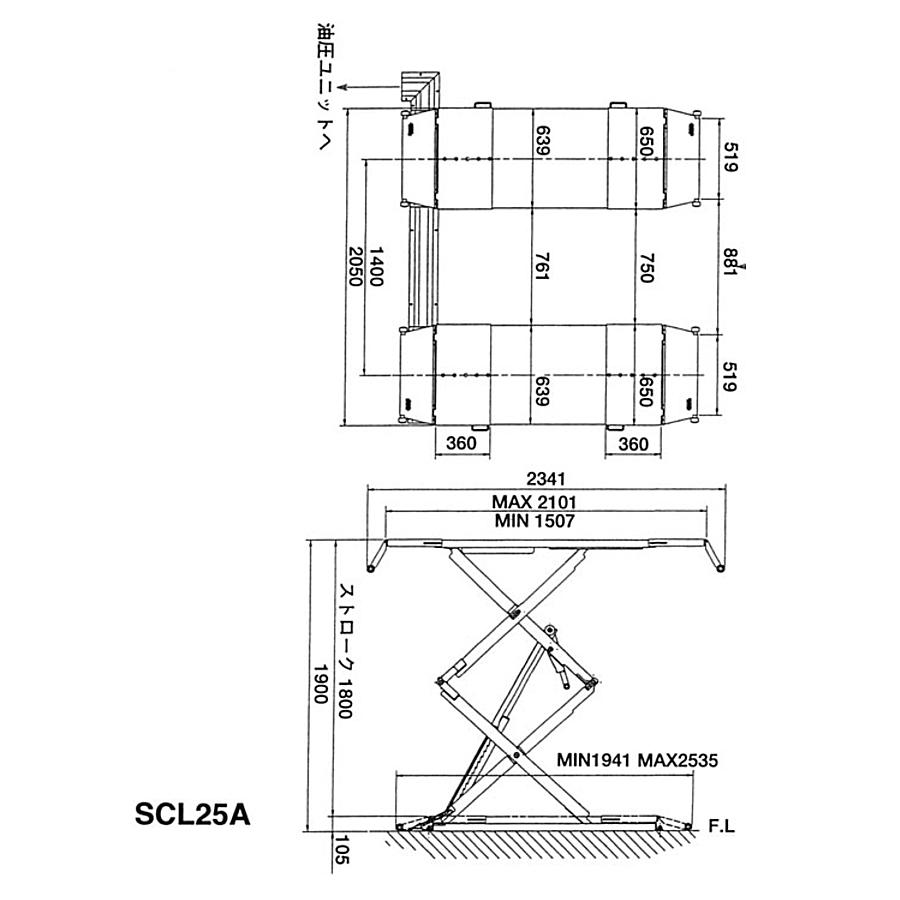 ［配達は要相談］ Bishamon/ビシャモン/イヤサカ SCL25A 2500kg/2.5t トータスGリフト 床上 パンタ式｜mugendou-z｜10