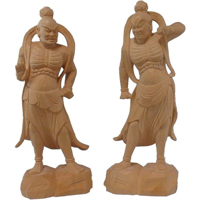 木彫仏像/少林寺型仁王像6.0寸一対桧木