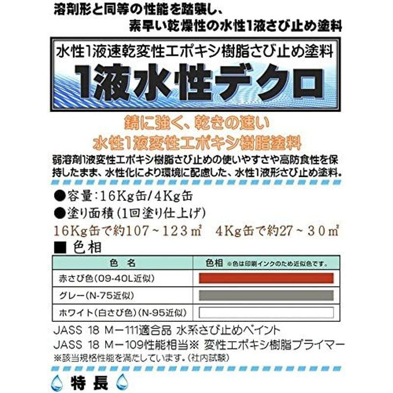 ニッペ　１液水性デクロ　各色　16Kg　水性　ホワイト（白さび色）　下塗り　（錆止め　缶　エポキシ）