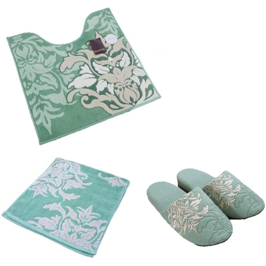サミーラ グリーン グリーン フタカバー無し ペーパーホルダーカバー無し 特別3点 トイレ用マット カバーセット 可愛い トイレマットセット おしゃれ アラベスク 可愛い Mugenストア ダマスク 安い直売