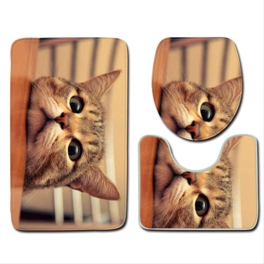 トイレマット セット 滑り止め セット 吸水 トイレ用マット カバーセット 速乾 抗菌 防臭 滑り止め おしゃれ バスマット 3個のバスルームマットラグセット かわいい猫のバスルームラグ 3点セット Mugenストア ブランド物