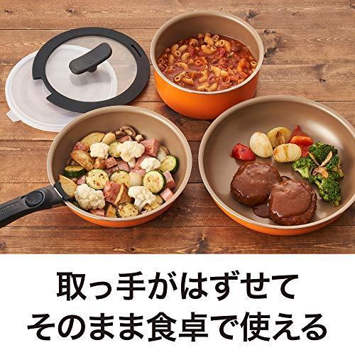evercook ガス火専用 6点セット エバークック フライパンセット 6点セット 着脱式 ガス火専用 オレンジ
