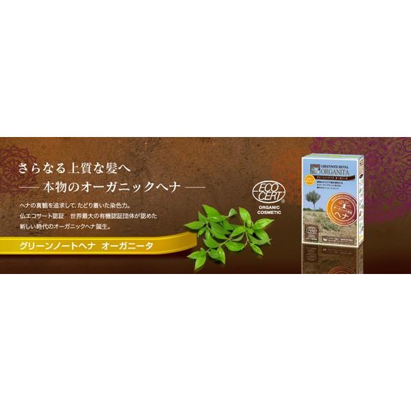 グリーンノート 白髪染め オーガニック ヘナ オーガニータ ビターオレンジ 100g 無添加 正規品 トリートメント ヘナ 白髪 ヘンナ 天然 ノンケミカル｜mugigokoro-y｜03