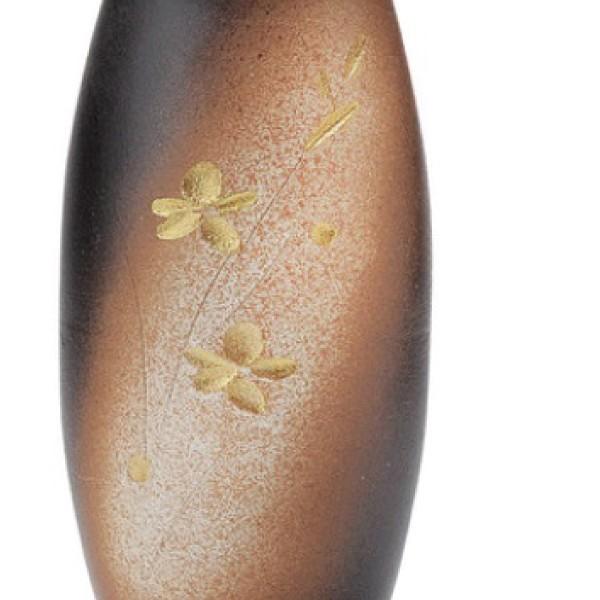 信楽焼 銀華長角花入 新品箱入りブラウングレー ゴールド 花瓶 金華草