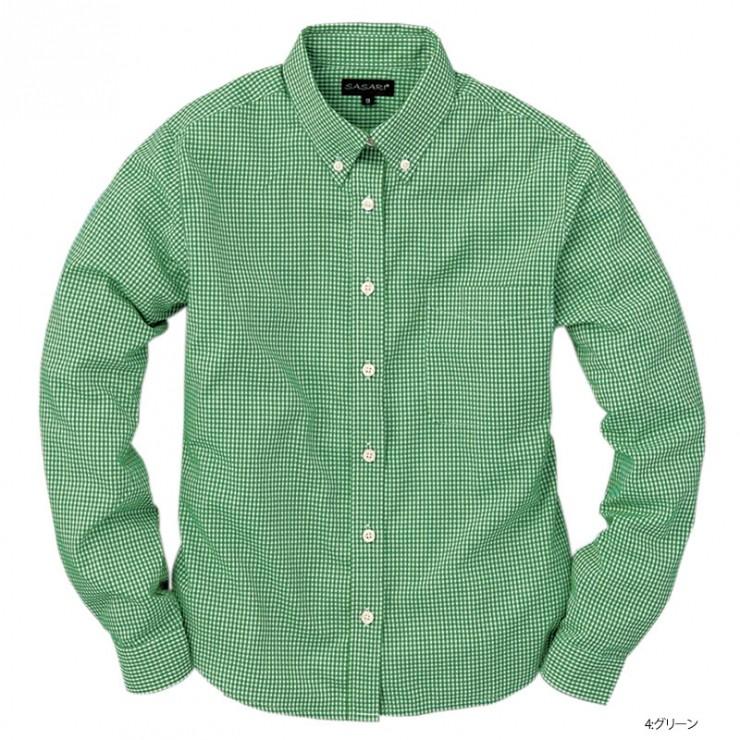 レディース》長袖ギンガムチェックシャツ(抗菌防臭)(SASARI レディース》長袖ギンガムチェックシャツ(抗菌防臭)(SASARI