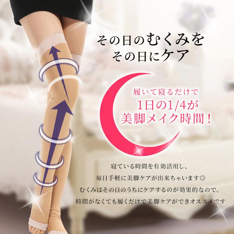 着圧ソックス 就寝用 むくみ解消 引き締め ロング ニーハイ レディース
