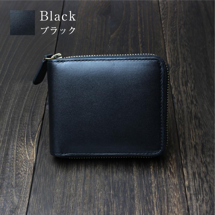 Kapon 二つ折り財布 ラウンドファスナー 本革 メンズ レディース 牛革