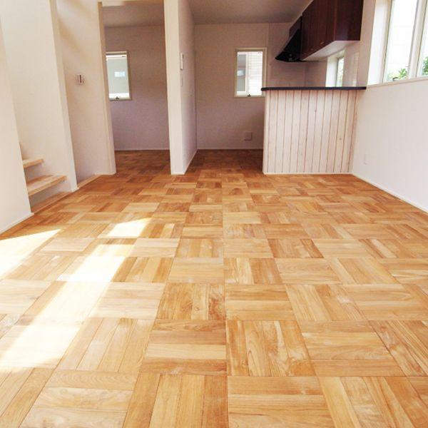 チーク直貼りパーケット プレミアムフローリング15×280×280:TE1PM20枚入り