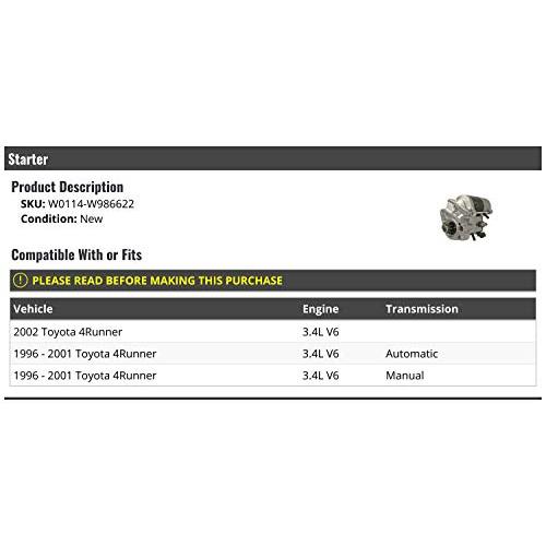 公式サイト通販 スターター-1996-2002トヨタ4ランナー3.4 L V 6対応