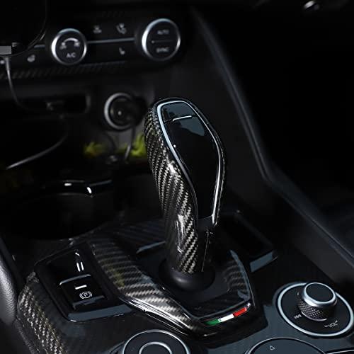通販早割 LLKUANG Real Carbon Fiber Car Centerコンソールギアシフトヘッドカバートリムfor Alfa Romeo Giulia/Stelvio 2020 2021