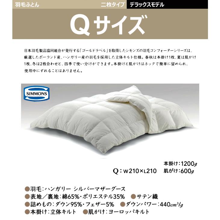 シモンズ 羽毛布団 プレミアム デラックス Q LH1302D布団 ふとん 2枚 Q クイーン SIMMONS_1