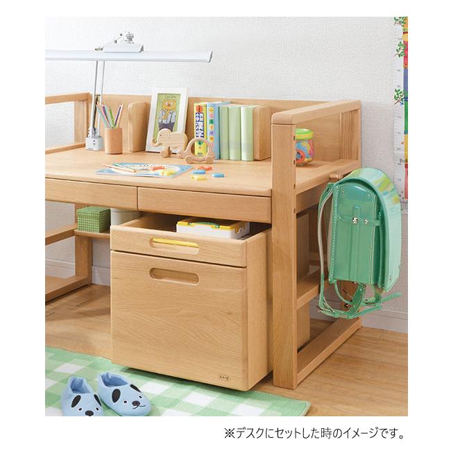 浜本工芸 ワゴン No17 移動袖 キャスター付 日本製 引出 ナラ 無垢