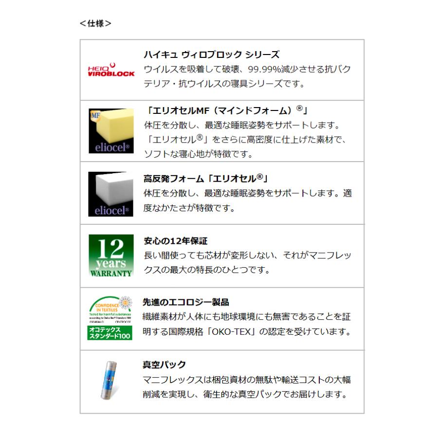 マニフレックス ヴィロブロック マットレス Q クイーン マットレス viroblock ウイルス除去 抗ウイルス加工 ハイキュの画像