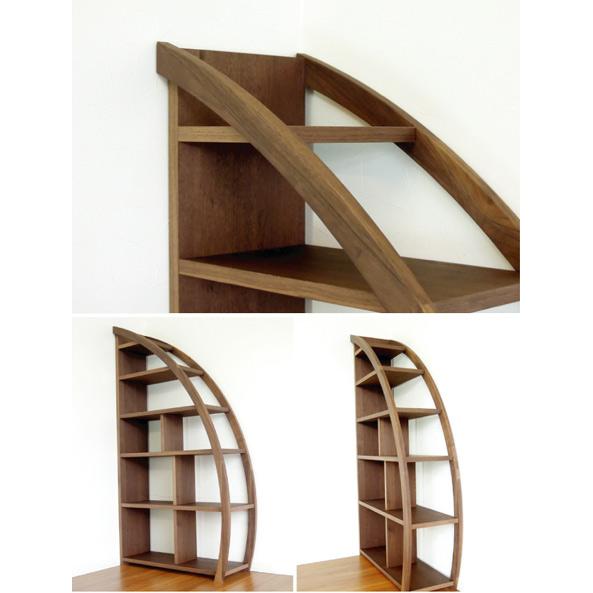 シェルフ ウォールナット 飾り棚 900 電話台 モダン デザイン |  | 01