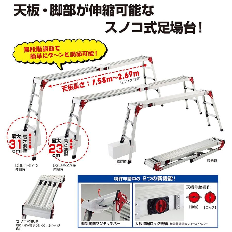 在庫品即出荷 長谷川工業 (ハセガワ) DSL1.0-2709 天板/脚部伸縮