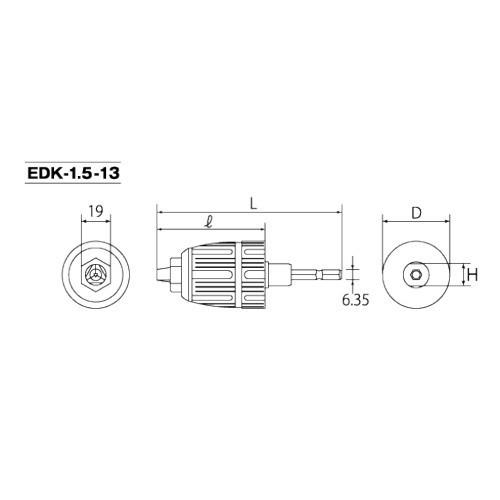 TOP工業 EDK-1.5-13 噛み込み解除用ナット付 電動ドリル用キーレス