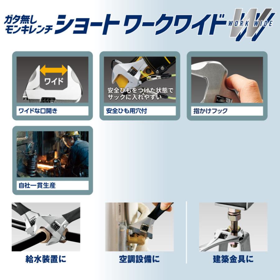 TOP工業 ガタ無し モンキーレンチ ショートタイプ ワークワイドW 