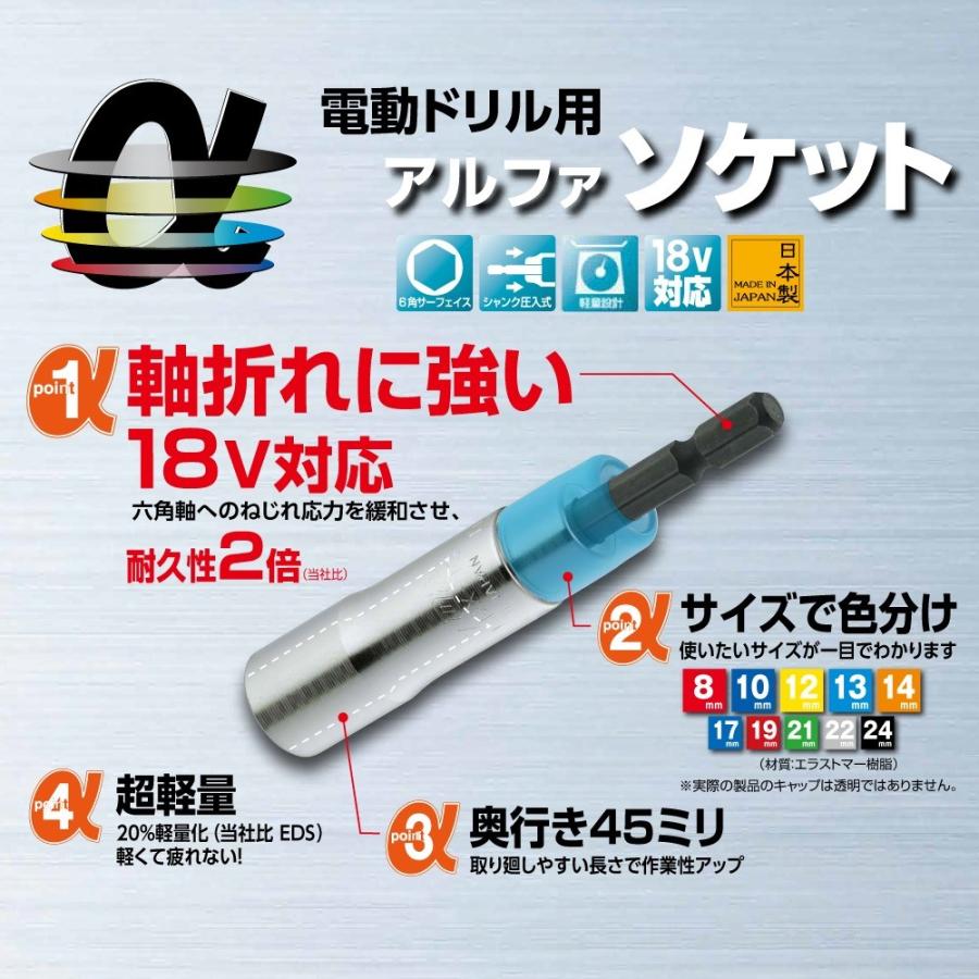 TOP工業 電動ドリル用アルファソケットセット EDX-824AS : MULHANDZ 