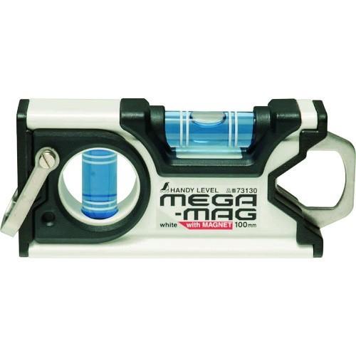 シンワ ハンディレベル 73130 MEGA-MAG 100mm 白 マグネット付き 水平器｜mulhandzy