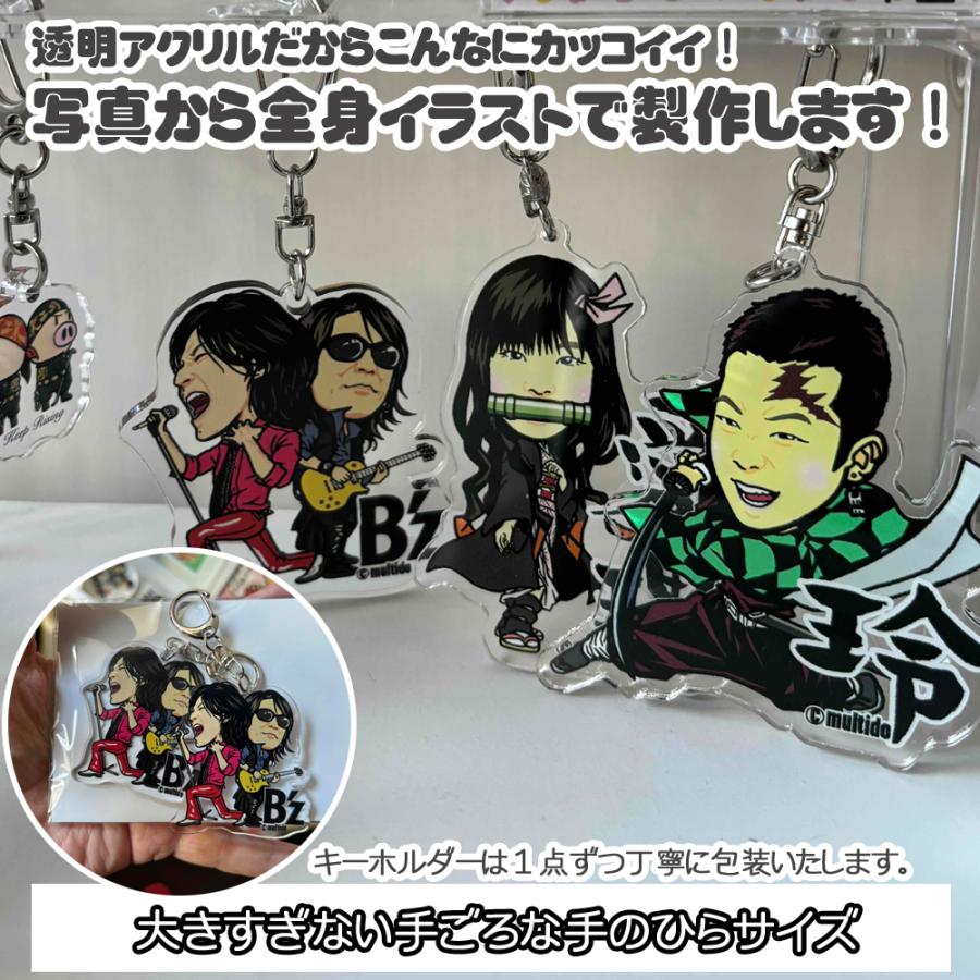 オーダーメイド SD カップリングイラスト アクリルキーホルダー 似顔絵 オリジナル似顔絵イラストのアクリルキーホルダー 家族の似顔絵ペット