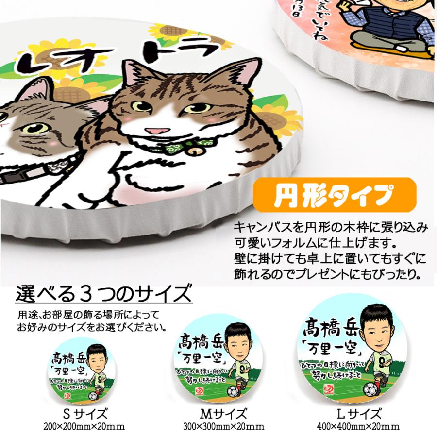 DF似顔絵キャンバス円形タイプ/選べるサイズ/紐付き壁掛け対応/お節句