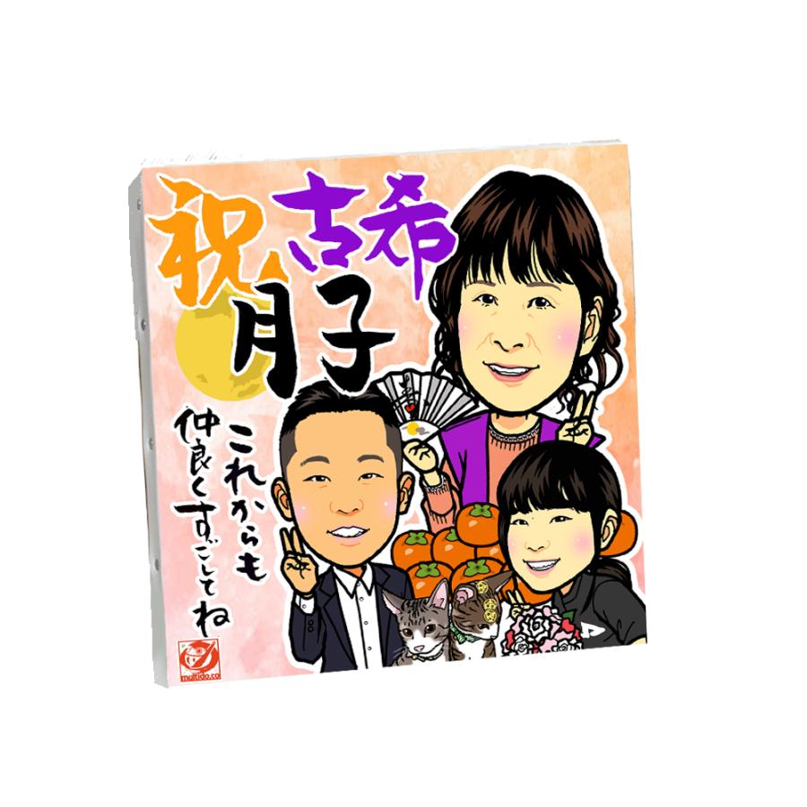 似顔絵キャンバス木製パネル 長方形正方形/壁掛けイラスト/ペット結婚