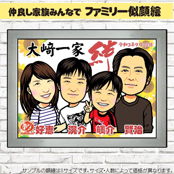 DF 仲良し家族のディフォルメ似顔絵/人数追加・サイズ変更可