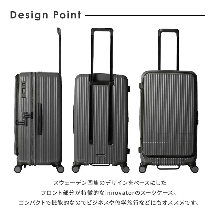 正規品 イノベーター スーツケース Mサイズ フロントオープン キャリーバッグ キャリーケース 75L ストッパー メンズ レディース 軽量 大容量 ブランドの画像