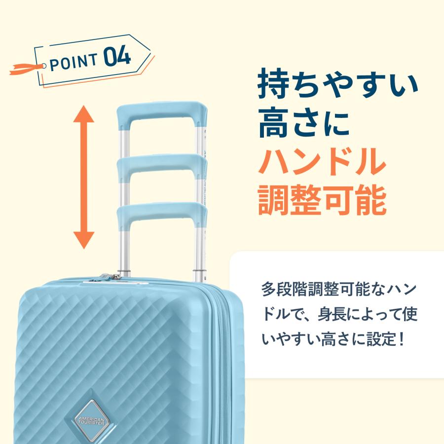 正規品 American Tourister アメリカンツーリスター スーツケース 機内持ち込み Sサイズ キャリーバッグ キャリーケース SQUASEM スクアセム  55cm 容量拡張の画像