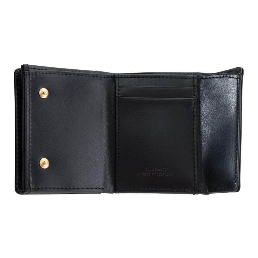 値段によっては値下げ可[美品]SLOW&CO 黒 レザー ミニ財布 ハービー 正規品 SLOW スロウ 財布 三つ折り ミニ財布 HOLD MINI