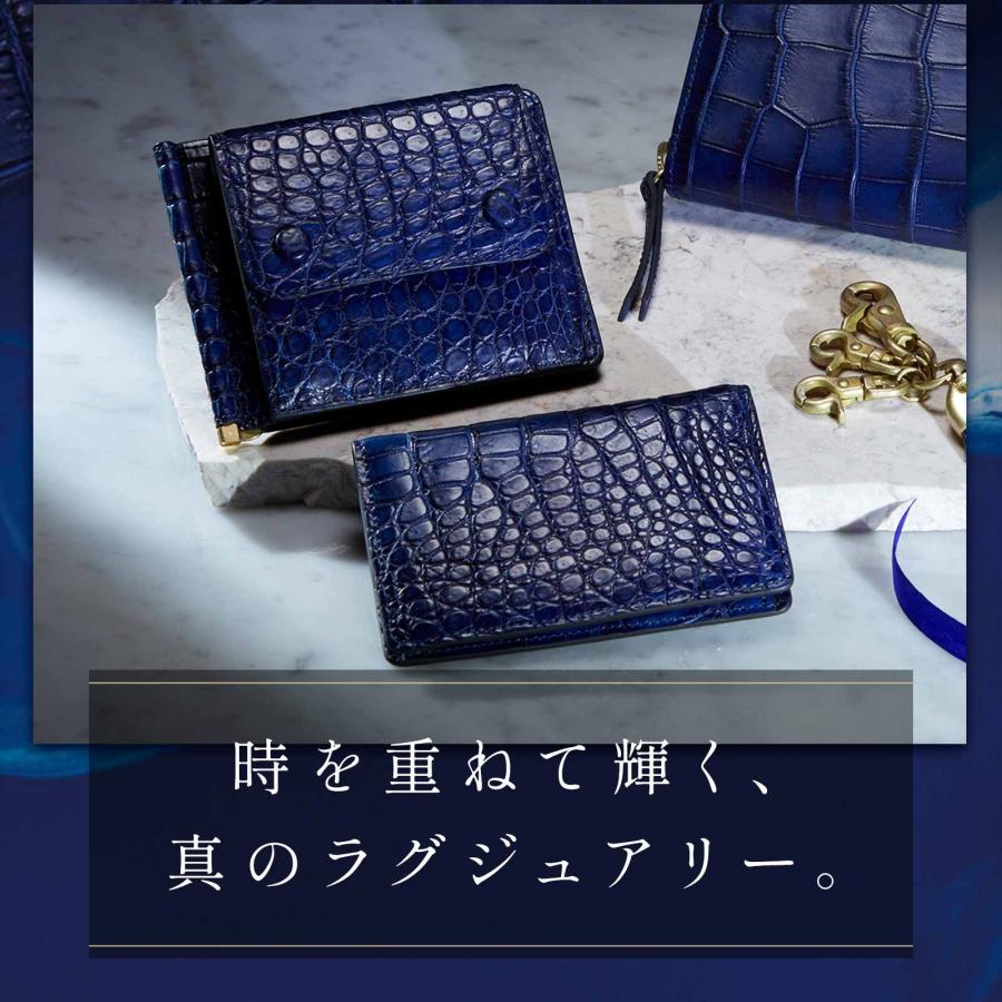 ❗️6月中限定値下げ❗️オールドポイント　藍染　クロコダイル　財布　マネークリップ ❗️6月中限定値下げ❗️オールドポイント 藍染 クロコダイル