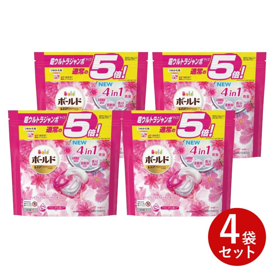 ボールド 洗濯洗剤　4袋 洗濯洗剤 4袋セット P&G ピーアンドジー ボールド ジェルボール4D 癒し