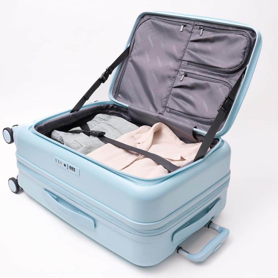 「ひるおび」で紹介 公式 TIERRAL スーツケース S+サイズ キャリーバッグ キャリーケース ティエラル PUFFER 50-60L 4〜5泊 ブランド 容量拡張 軽量 大容量 静音 | TIERRAL | 13