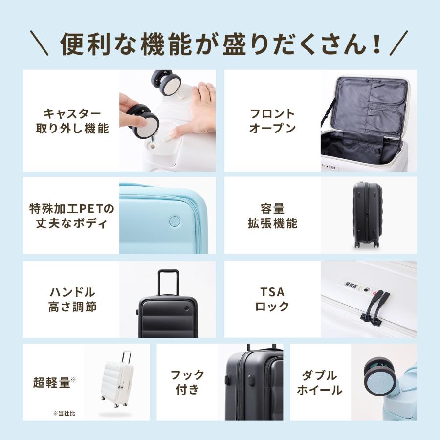 「ひるおび」で紹介 公式 TIERRAL スーツケース S+サイズ キャリーバッグ キャリーケース ティエラル PUFFER 50-60L 4〜5泊 ブランド 容量拡張 軽量 大容量 静音 | TIERRAL | 03