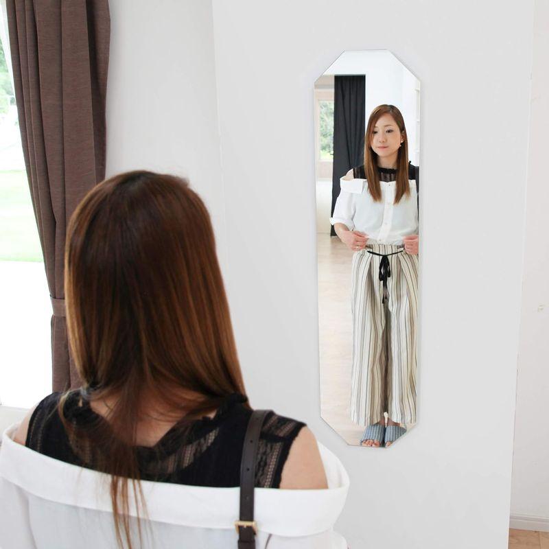 【日本未発売】 鏡 壁掛け 全身 八角 八角形 日本製 姿見 30×120cm ［ 賃貸 壁 対応 貼れる鏡 ］ デザイン ミラー 【1971766975】(11008円)