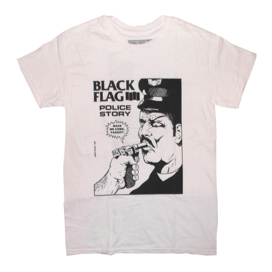 ブラック フラッグ Tシャツ Black Flag Police Story 白 正規品 ロック 