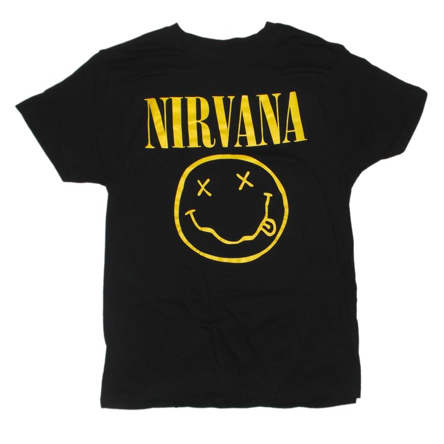 Lサイズ 黒 Tシャツ スマイリー顔 NIRVANA 正規品 ニルヴァーナ BOOTLEG Smile NIRVANA 90S VINTAGE(ヴィンテージ) ミュージシャン