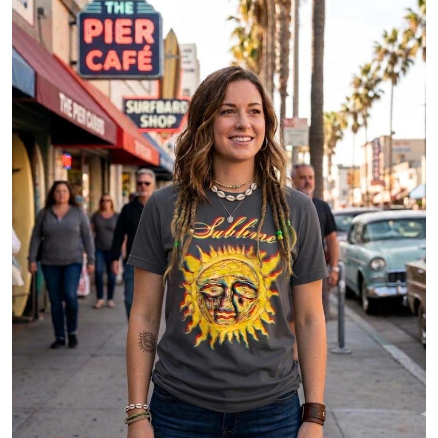 SUBLIME（サブライム） Tシャツ SUBLIME Yellow Sun (Charcoal) ロック