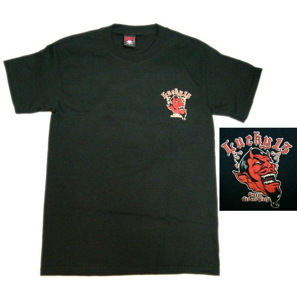 Lucky 13 ラッキー13 Tシャツ LUCKY13 Red Devil 黒 : マンブルズ