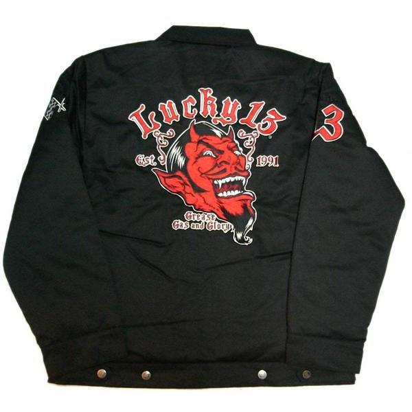 Lucky 13 デビル刺繍ジャケット S Lucky 13 ラッキー13 ワークジャケット レッド デビル LUCKY13
