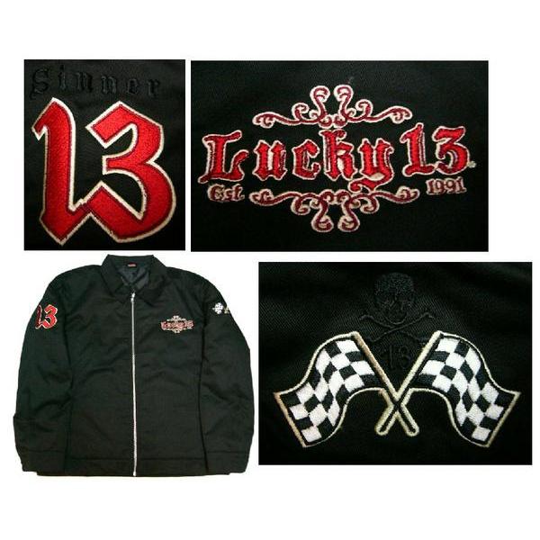 Lucky 13 デビル刺繍ジャケット S Lucky 13 ラッキー13 ワークジャケット レッド デビル LUCKY13