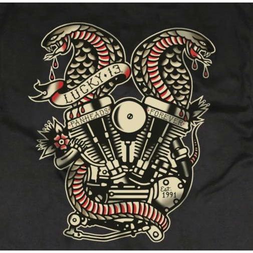 Lucky 13 ラッキー13 Tシャツ LUCKY13 Twin Cobra 黒 : マンブルズ