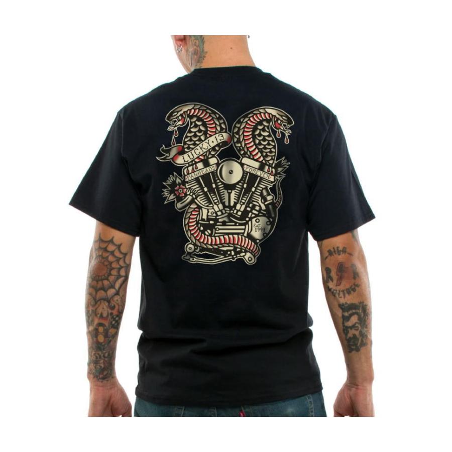 Lucky 13 ラッキー13 Tシャツ LUCKY13 Twin Cobra 黒 : マンブルズ