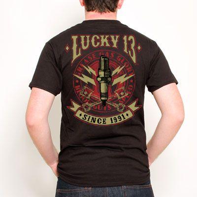 Lucky 13 ラッキー13 Tシャツ LUCKY13 PLUG 黒 : マンブルズ バンドT