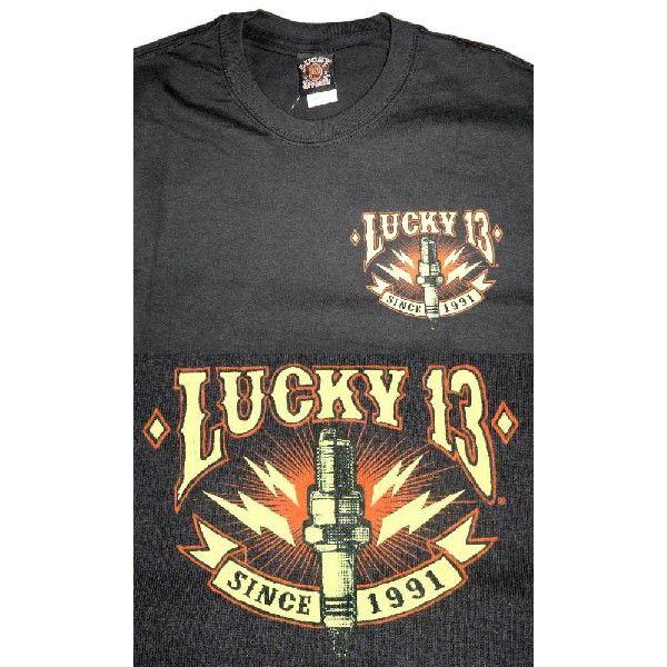 Lucky 13 ラッキー13 Tシャツ LUCKY13 PLUG 黒 : マンブルズ バンドT